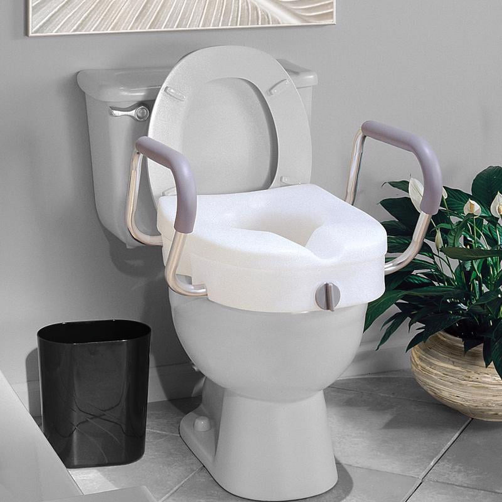 Carex EZ Lock Raised Toilet Seat with Handles, Adjustable Removable Arms, Adds 5", 300 lb Capacity - image 3 of 5