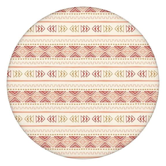 Modern Boho Floral Round Table Cover 44Inch, Elastic Fitted Tablecloth for 38"-42" Tables, Stain Resistant Material