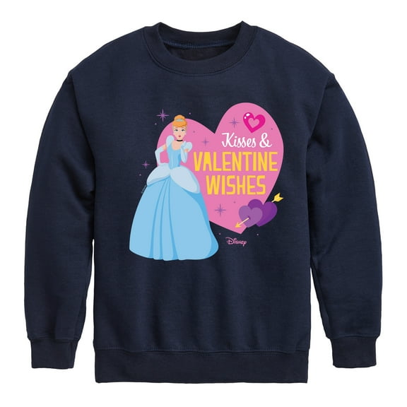 Disney Princess - Kisses and Valentine Wishes - Valentine's Day - Boys and Girls Youth Crewneck Fleece Sweatshirt