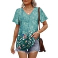 thumbnail image 2 of Camiseta OFEEFAN Plus para mujer con cuello en V y manga corta, 2 of 6