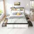 thumbnail image 5 of EnHomee Full Size Bed Frame with Headboard and 4 Drawers Bed Frame Full Bed Frame with LED Lights & 2-Tier Storage Shelf & Charging Station NO Box Spring Needed, 5 of 7