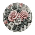 thumbnail image 2 of WERPE Washable Round Tablecloth for Home Kitchen Outdoor Decoration Pink Gray Floral Flower Rose Super Soft White, 2 of 7
