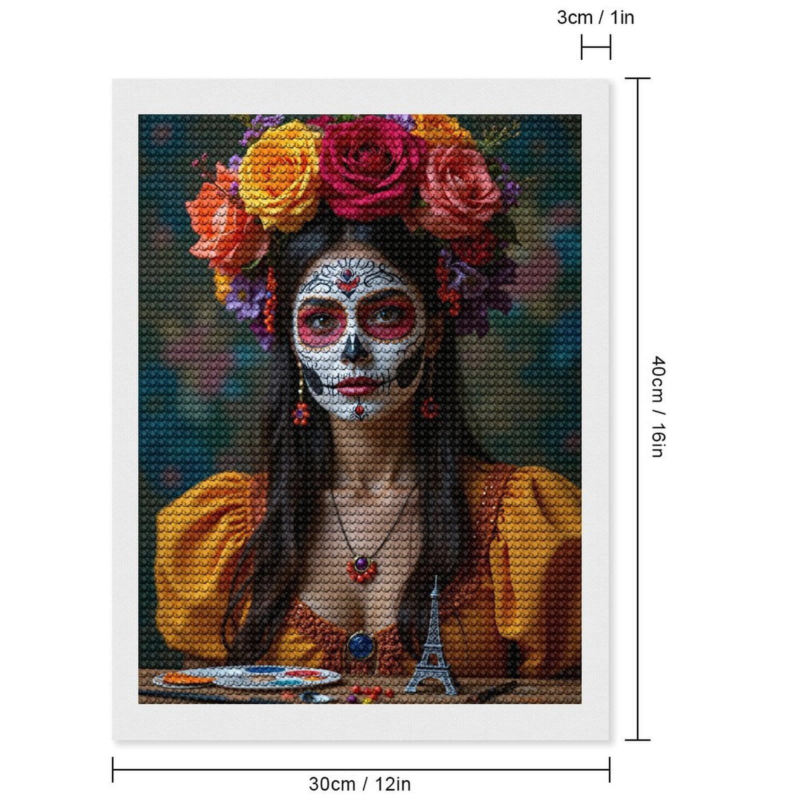 Diamond Art Kits for Adults, Colorful Festival Face Art Flowers 5D Diamond Painting Kits for Adults Beginners, DIY Full Drill Diamond Painting, Gem Art and Crafts 12x16