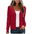 thumbnail image 1 of Pisexur Manteau d'Hiver pour Femmes Mode Couleur Col à Revers Style Amincissant Manche Veste en Denim Rouge,2TG, 1 of 5