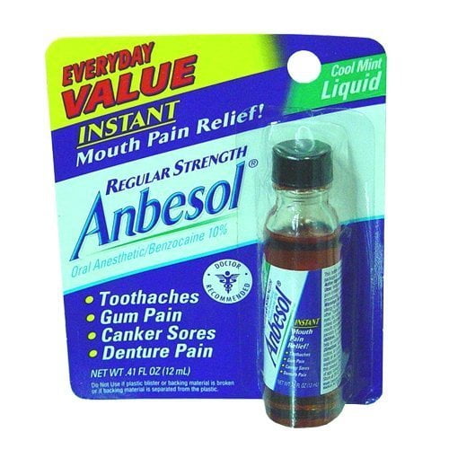 Anbesol Cool Mint Liquid Oral Anesthetic .41oz (12ml) Pack of 6