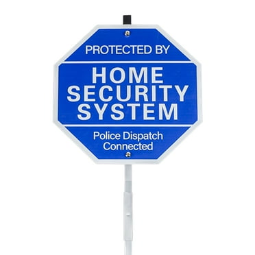 Protected By Home Security System Signs for Yard - 10" x 28" Police Dispatch Connected Warning Sign with Ground Stake - Rust Free Aluminum Composite - UV Protected