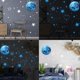 thumbnail image 4 of Pegatinas luminosas (azules), 435 piezas de pegatinas luminosas de estrellas, pegatinas luminosas de luna fluorescente, para dormitorio infantil y guardería, 4 of 5