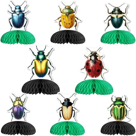 Bugs Party Decorations 8Pcs Beetle Honeycomb Centerpieces Longicorn Ladybug Table Centerpieces Colorful Insect Table Decorations for Baby Shower Birthday Party Supplies