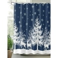 thumbnail image 2 of Christmas Blue Shower Curtain Set, Waterproof Shower Curtains for Bathroom, White Xmas Tree Elk Winter Snowflake Washable Fabric Cloth Bath Curtain for Bathtub Decoration with Hooks 72x78 Inches, 2 of 6