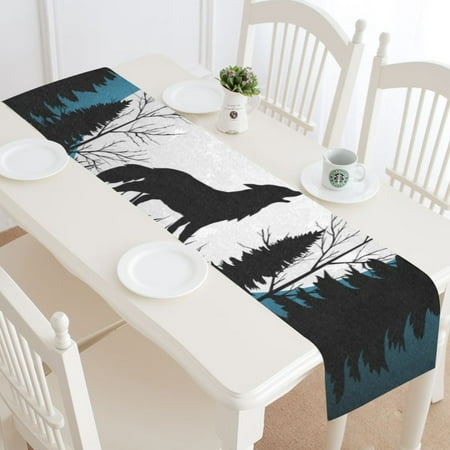 

MKHERT Wolf Table Runner for Wedding Party Banquet Decoration 14x72 inch