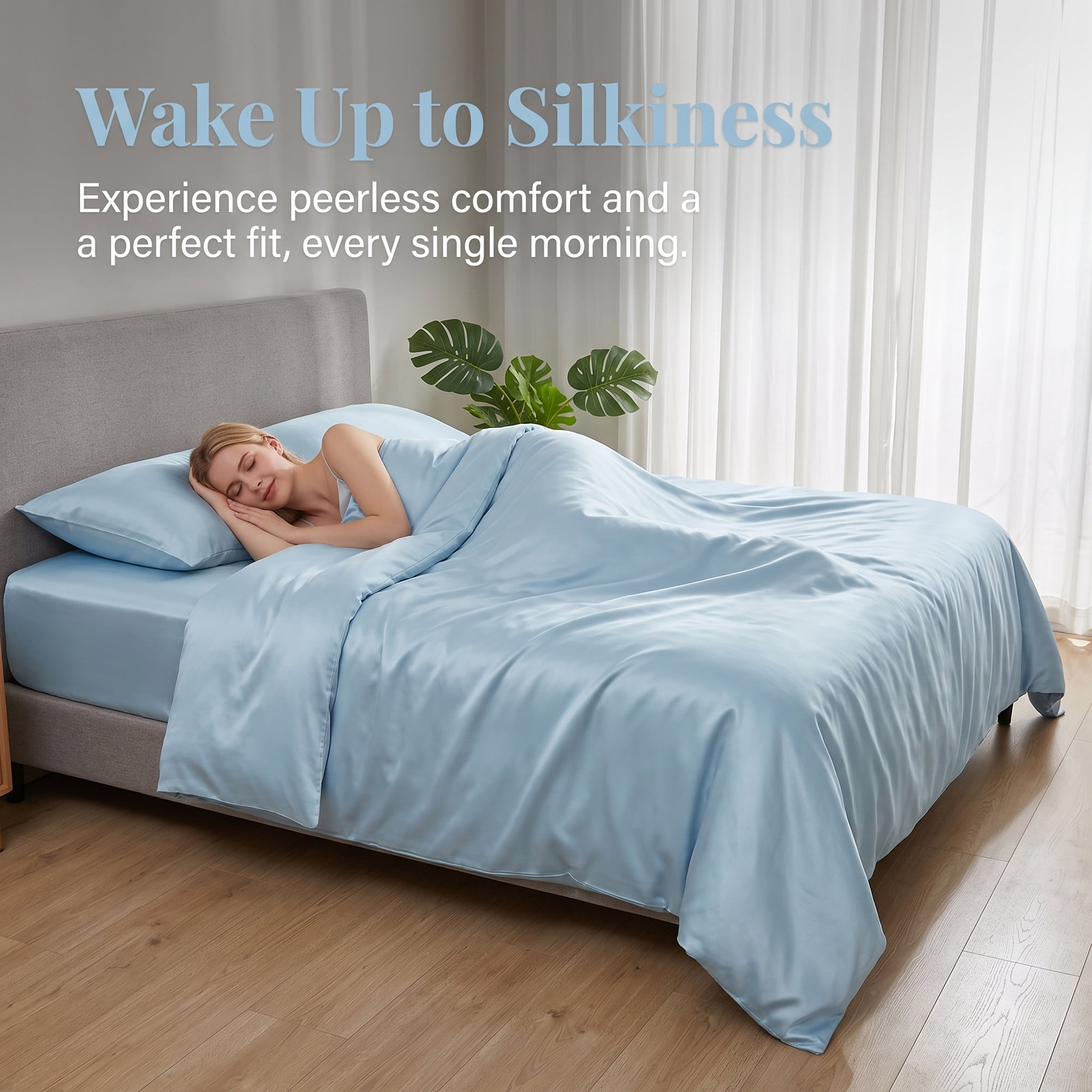 Unique Bargains Fitted Sheet Fiber Bed Sheets Breathable Soft 39.0"x74.8" Sky blue
