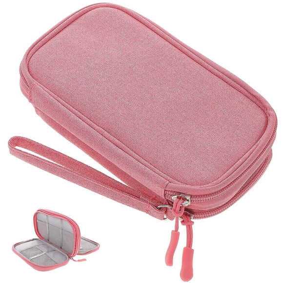 Portable Travel Cable Organizer Case For Cables And USB Drives In Pink Designed For Easy Storage And Protection 1Pack