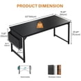 thumbnail image 3 of edx 63" Home Office Desk, Computer Desk with Storage Bag & Hook, Waterproof Top & Metal Frame, Modern Simple Study Writing Table for Bedroom, Black, 3 of 8