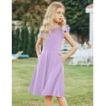 thumbnail image 3 of Arshiner Girls Dress Summer Ruffle Sleeve Mesh A Line Casual Party Dresses with Pockets 11-12 Years Black, 3 of 7