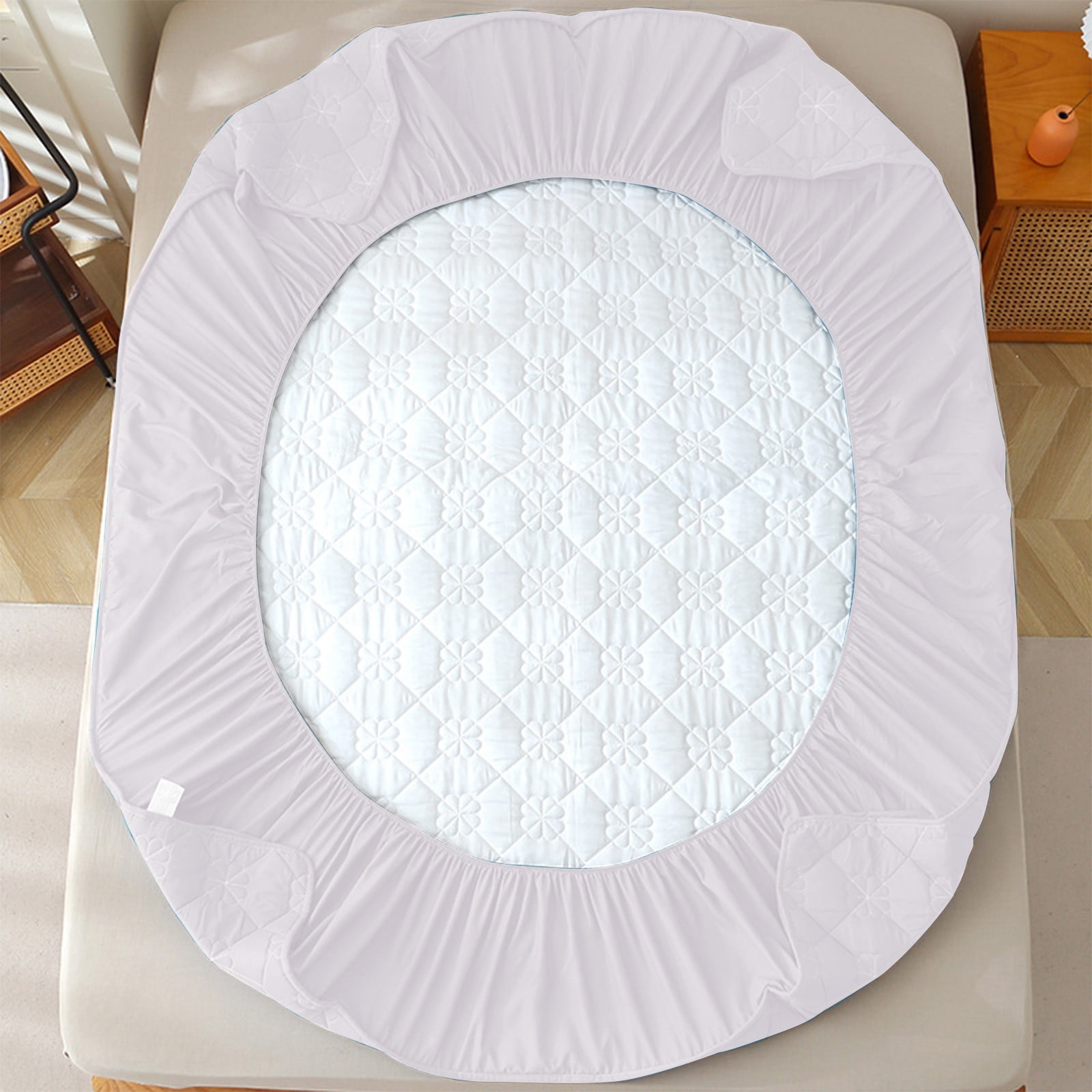 Hmgxay Fitted Sheet, Bed Mattress Cover, Cotton Quilted Mattress Pad, Non-Slip Breathable Mattress Protector, Machine Washable Fitted Mattress Topper(47.2x78.7 Inches)