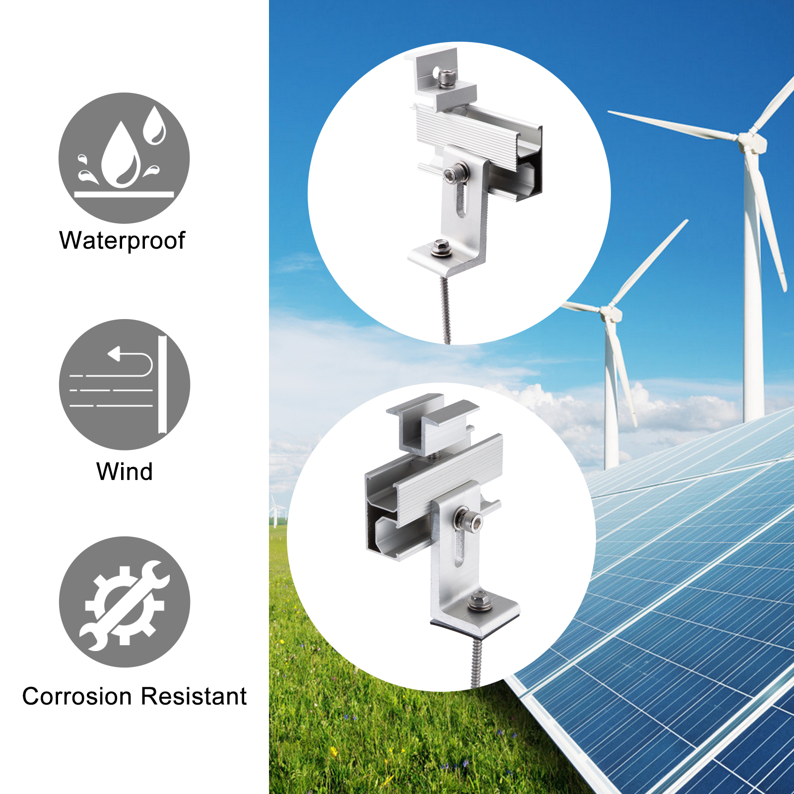 Solar Panel Mounting Bracket Kit, Solar Roof Mount Kit for 1-4 Pieces Thickness 1.18”/1.37” Solar Panels