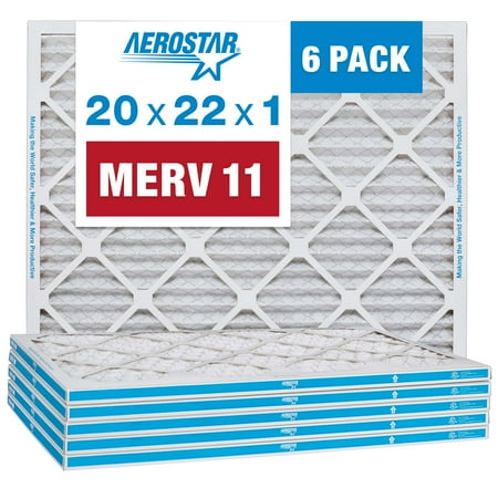 

Aerostar 20x22x1 MERV 11 Pleated Air Filter AC Furnace Air Filter 6 Pack