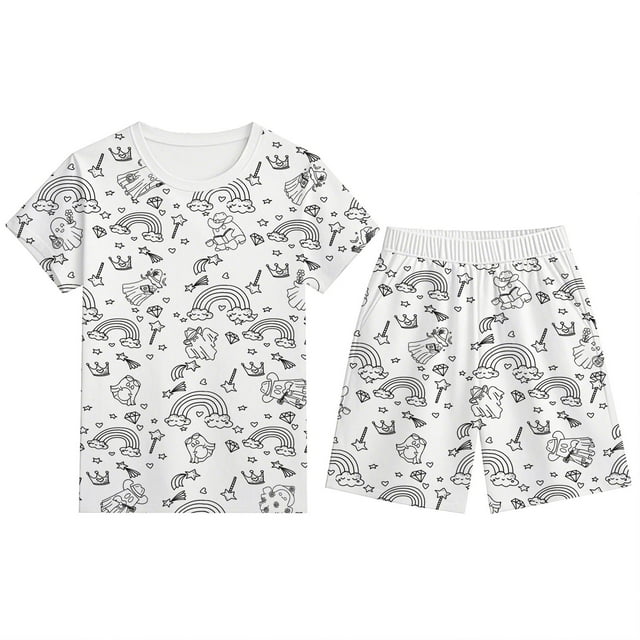 TBWNWG Ensemble de Pyjama pour Garçons à Imprimé d'Halloween, Manches Courtes, Col Rond, Short, Tenue Confortable et Décontractée de Détente pour Enfants, Idéal pour les Activités Ou la Détente, Taille 3-4 Ans