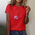 thumbnail image 5 of Fiudx Ofertas de La Semana Blusa de Manga Corta con Estampado de Moda para Mujer, Divertida Camiseta con Cuello Redondo, 5 of 5