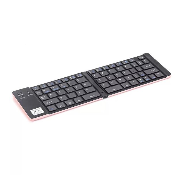 Rose gold Mini teclado inalámbrico compatible con Bluetooth, doble plegado, 66 teclas, para teléfono y PC