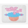 thumbnail image 1 of Sweet Dreams Bath Mat, Cute Cartoon Style Sleeping Animal Childhood Kids Nursery Theme, Non-Slip Plush Mat Bathroom Kitchen Laundry Room Decor, 29.5 X 17.5 Inches, Pink Pale Blue and Peach, Ambesonne, 1 of 2