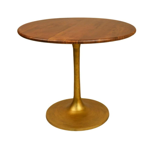 Carolina Classics Alden Wood Top 36" Round Dining Table in Elm and Antique Gold