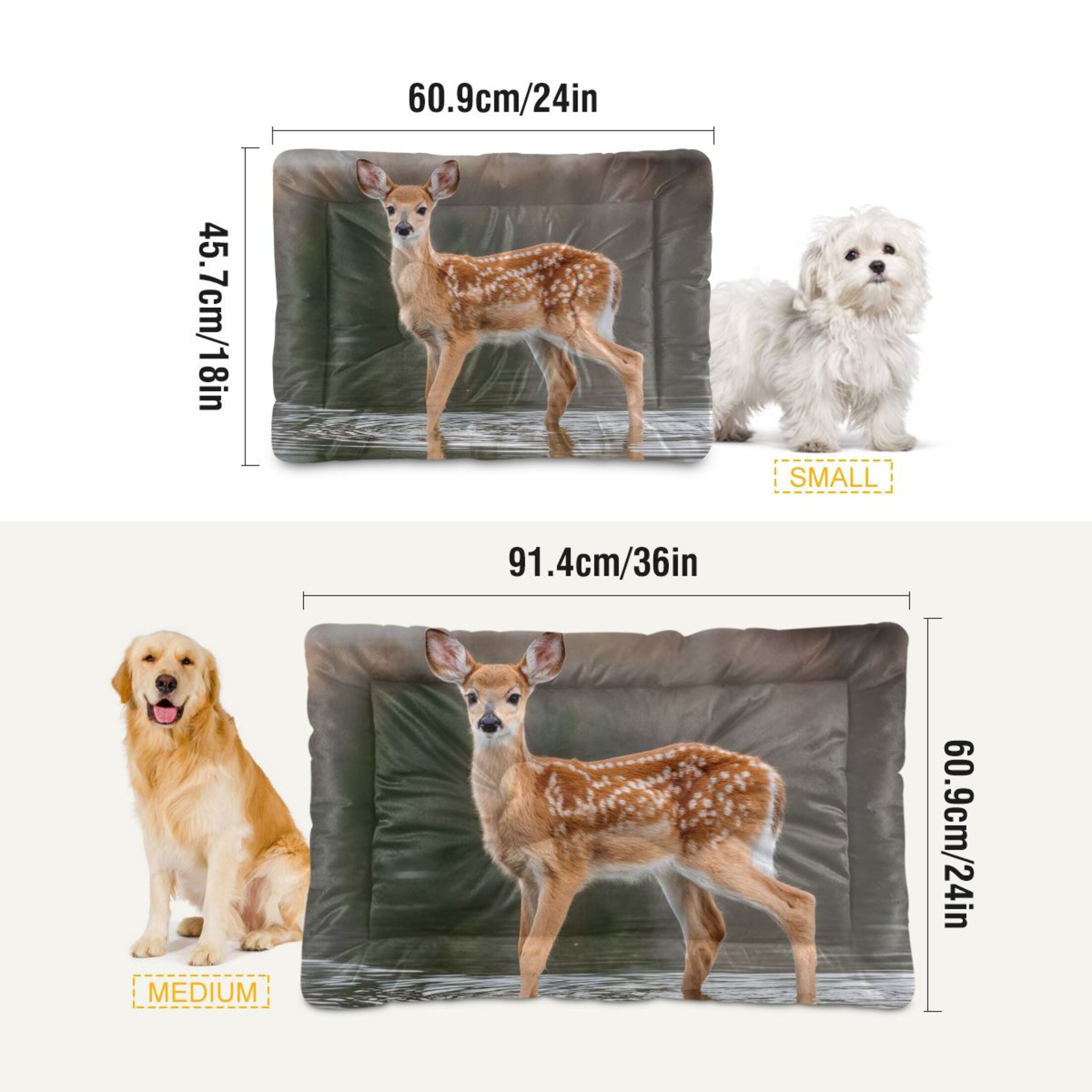 Cozy Mat Pet Bed Indoor Outdoor Warm Soft For Cat Dog Puppy(S/M) Deer Stands in The River
