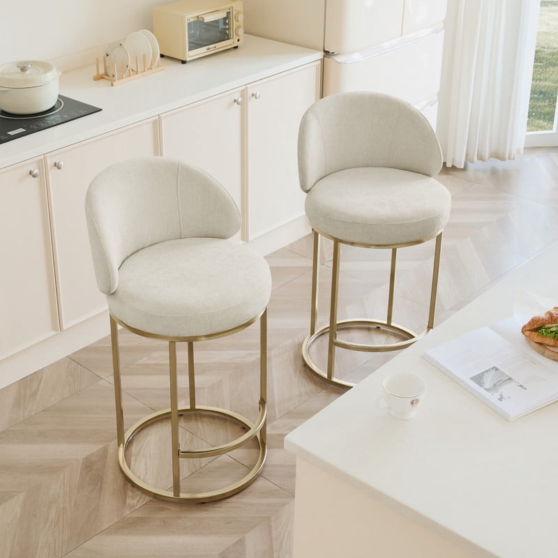 CHITA Upholstered Swivel Counter Bar Stool with Metal Frame and Arched Back