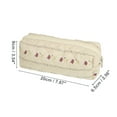 thumbnail image 2 of 1 Pc Bolsa de Maquillaje Pequeña Acolchada de Rayas para Mujeres, Duradera, para Vacaciones y Viajes, Rojo Beige, Algodón, 2 of 3