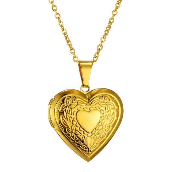 Women Girls Locket Necklace Platinum 18K Gold Photo Locket Holding Picture, Chain 20 Inch Personalized Gift Custom Love Heart Picture Necklace
