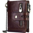 thumbnail image 1 of Cartera para hombre Cartera de cuero con bloqueo RFID (marrón) con bolsillo para monedas con cremallera Tarjetero antirrobo, 1 of 5
