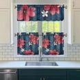 thumbnail image 3 of Hawaiian Palm Flower Kitchen Valance and Tiers Set, 27.5x24 Inch, Tropical Style Curtains for Summer Themed Windows, 3 of 6