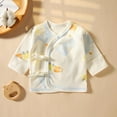thumbnail image 2 of TEAJOPSUU 0-3M Preemie Newborn Baby Side Snap Shirt Cotton Boy Girl Unisex Underwear Cute Printed Short Sleeve Wrap Around Kimono Tees Pajama Tops E-Beige, 2 of 3