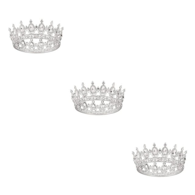 VONKY Alloy Exquisite Craft And Delicate Pattern Rhinestone For Wedding Or Bridal Electroplated Silver + white 3Set
