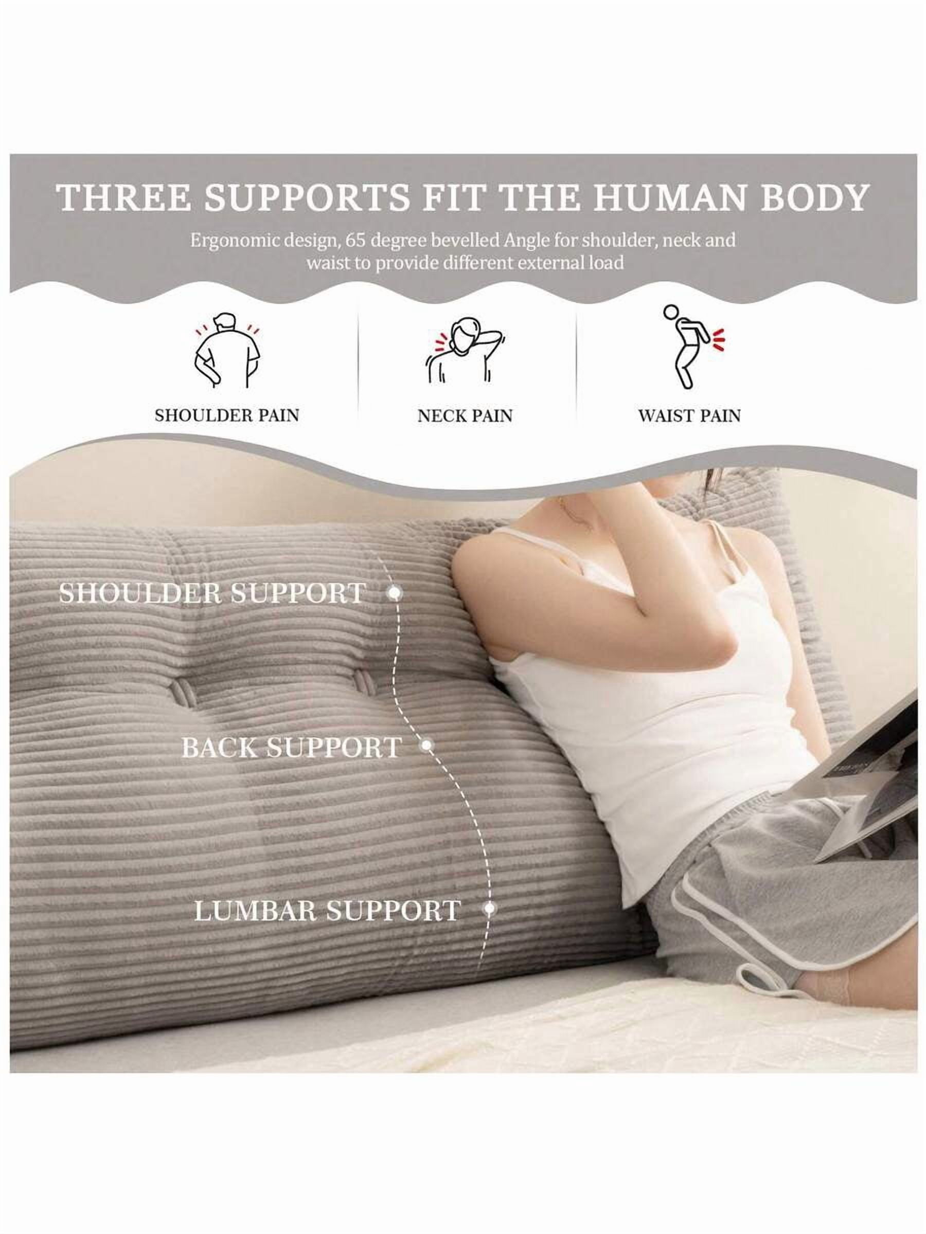Bed Triangular Headboard Pillow Wedge Body Support Pillow Reading Pillow Full Filling Backrest Positioning Support Bolster Lumbar Cushion Removable Cover With Side Pockets Twin Queen King Size For