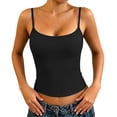 thumbnail image 2 of Adjustable Straps Camisole Shirts Ladies Built in Detachable Pads Breathable Soft Fabric Sleeveless Tops for Office Daily Walking Relax Time Lightweight Day Wear Top (Black,XL), 2 of 8