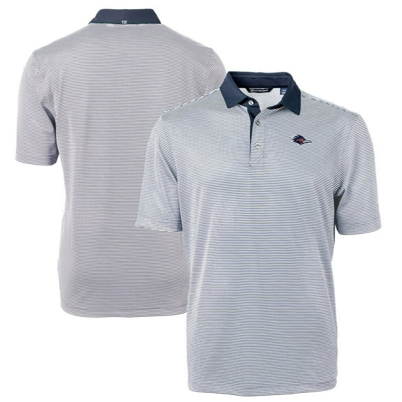 Men's Cutter & Buck Navy UTSA Roadrunners Virtue Eco Pique Micro Stripe Recycled Polo