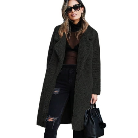 The North Face Fleece Parka - Women Faux Fur Parka Long Outwear Thicken Overcoat Fleece Jacket Teddy Coat