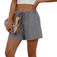 thumbnail image 5 of VBVC Women's High Waisted Casual Shorts,Drawstring Elastic Waist Loose Fit Trousers For Women,Ladies Lightweight Summer Beach Lounge Shorts with Pockets,Gray,S-2XL, 5 of 9