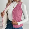 thumbnail image 2 of Womens Jackets Fall Oversize Quilted Vest Solid Button Down Warm Lined Sleeveless Lightweight Jacket, 2 of 4