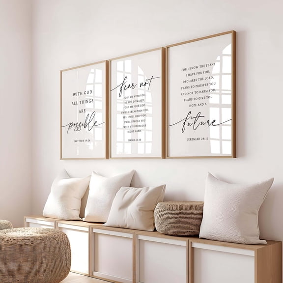 Bible Verse Wall Art Prints Jeremiah Isaiah Matthew Scripture Decor Set 3 Unframed Paper Print 8x12