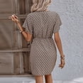 thumbnail image 3 of Waist Tie Floral Short Sleeve Dress, Elegant Versatile Dress for Dating Party Daily Commute, 3 of 6