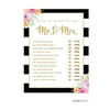 How Well Do You Know The Future Mr./Mrs.? Floral Gold Glitter Wedding Bridal Shower Game Cards, 20-Pack