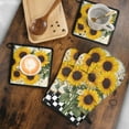 thumbnail image 5 of Sunflowers Daisies and Bees Kitchen Oven Mitt and Pot Holder Sets 4 Pcs for Baking, Cooking and Grilling, Heat Resistant Up To 392 °F, 5 of 7