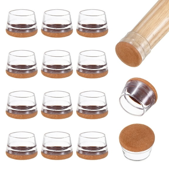 Uxcell 16-Pack Chair Leg Floor Protectors, 1.18-1.41 Inch Silicone Cups Round Felt Furniture Pads Chair Leg Covers Socks [Transparent White]