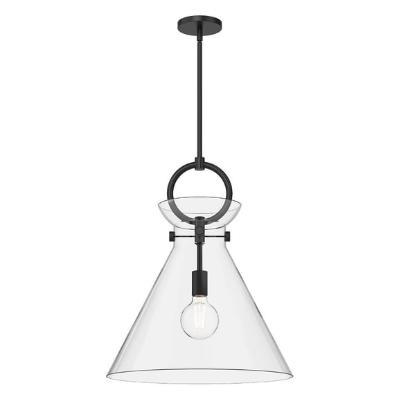 PD412518MBCL-Alora Lighting-Emerson - 1 Light Pendant with Glass-21.75 Inches Tall and 18 Inches Wide-Matte Black Finish-Clear Glass Color