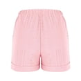 thumbnail image 5 of Delayuji Women's Short Cotton Linen Hollow Solid Color Tie Up Casual Elastic Short with Pockets Summer, 5 of 6