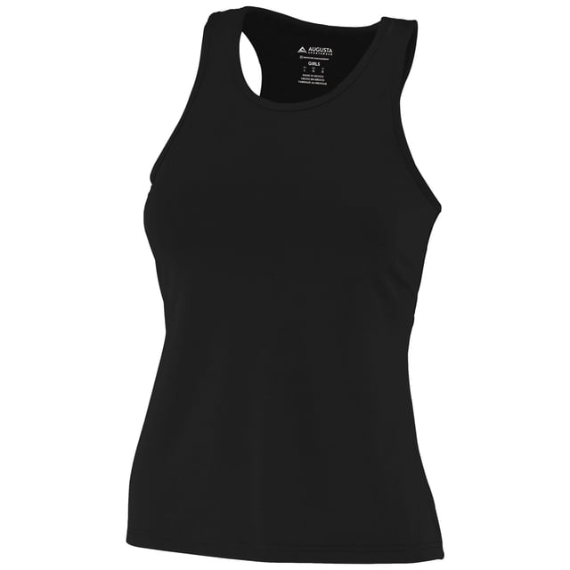 Girls Poly/Spandex Solid Racerback Tank M Black