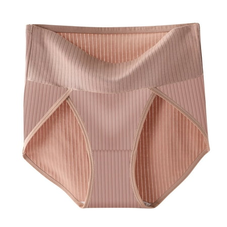 Sdeycui Womens Plus Size Underwear High Waist Cotton Ribbed Panties Soft Breathable Briefs for Ladies Full Coverage Panty