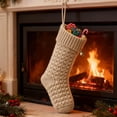 thumbnail image 6 of Farmhouse Knitted Christmas Stocking 18 Inch, Rustic Cable Knit Personalized Stocking, Boho Style Fireplace Hanging Decor for Xmas Family Holiday-1pcs,Beige, 6 of 7